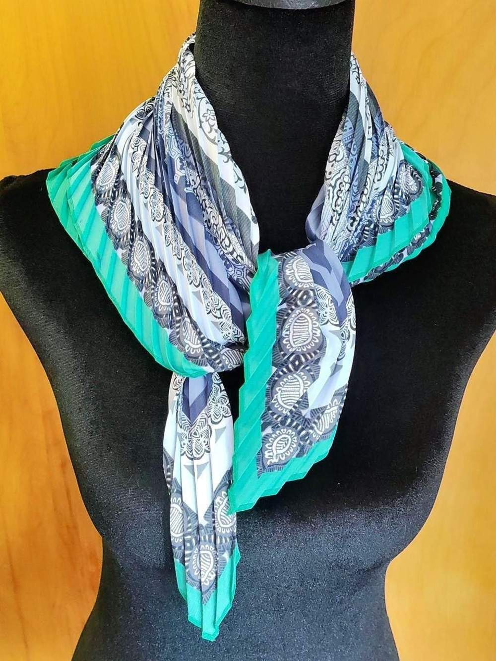 Blue & Teal Patterned Women's Scarf - Lightweight Fashion Accessory
